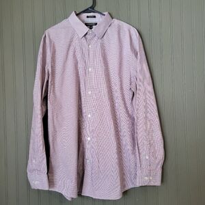 Banana Republic Button Down Shirt Slim Fit Non-Iron Red Micro Plaid Men's XL